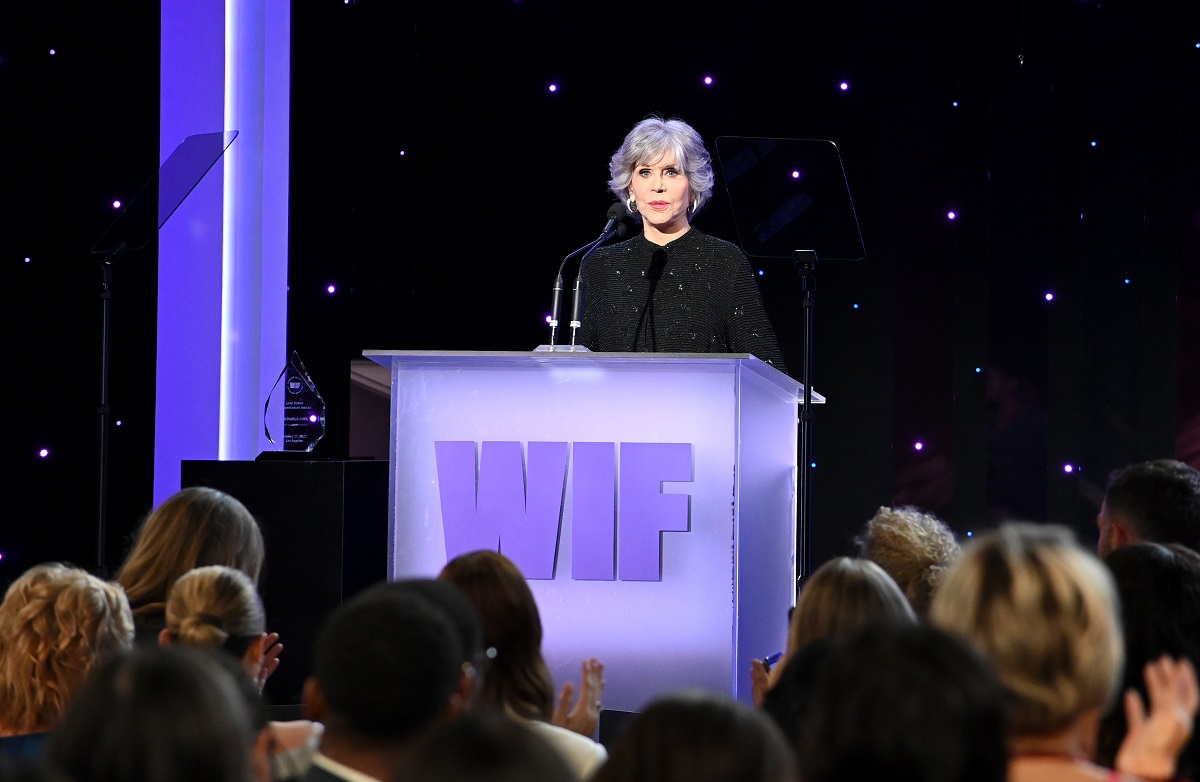 Jane fonda on stage at the WIF Honors.